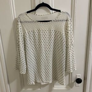 Van Heusen Mixed Media Polka Dot Bell Sleeve Top, size large